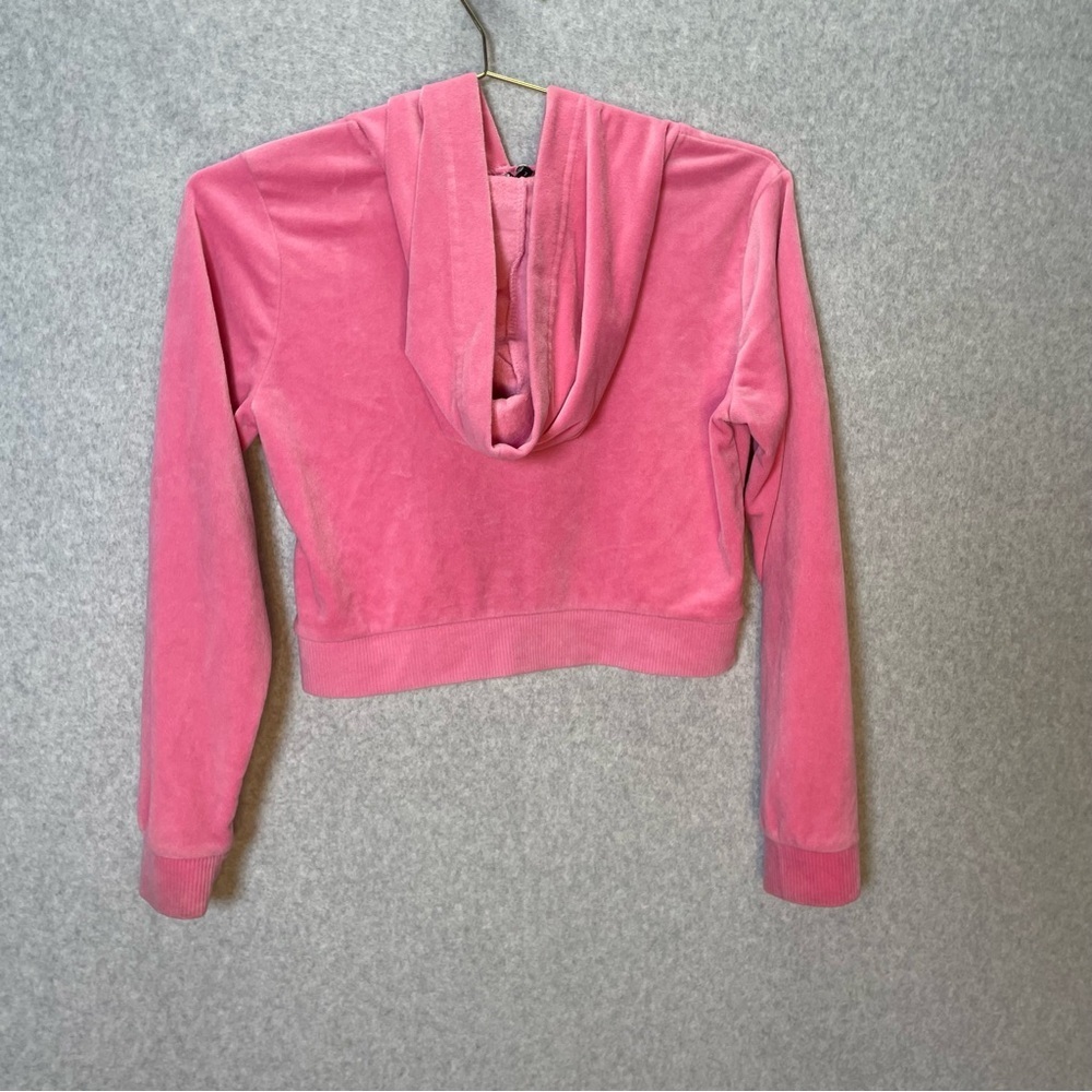 Bebe Y2K Pink Rhinestone Logo Velour Jacket and Pant Set - Picture 5 of 8